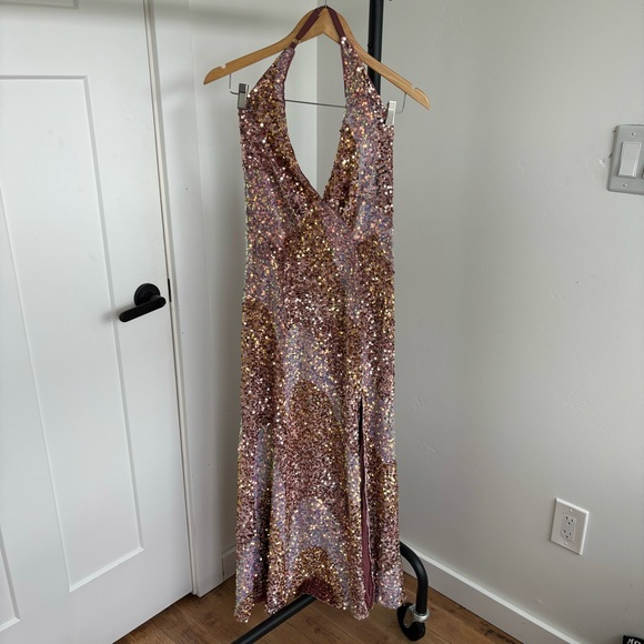 NWOT FREE PEOPLE GLITTER AND GOLD MIDI DRESS Sz S - Picture 7 of 16